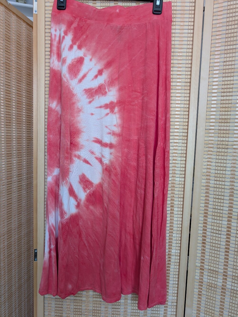 INC International Concepts Coral and White Tie-Dye Maxi Skirt